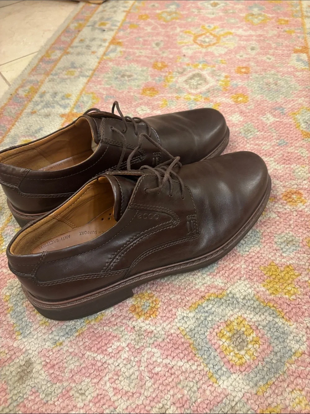 ECCO Men's Dark Brown Leather Derby Lace-Up Shoes